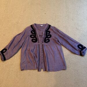 Joie Purple Viola Tunic With Black Soutache